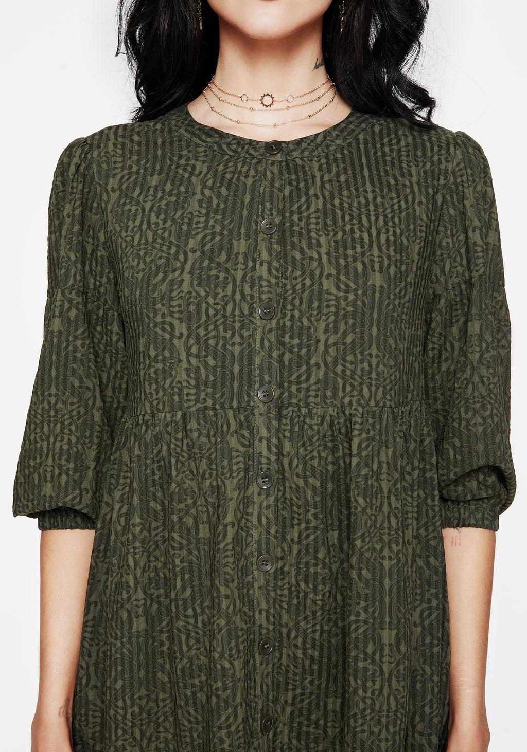 Francesca Dragon Printed Button Up Smock Mini Dress Product Image