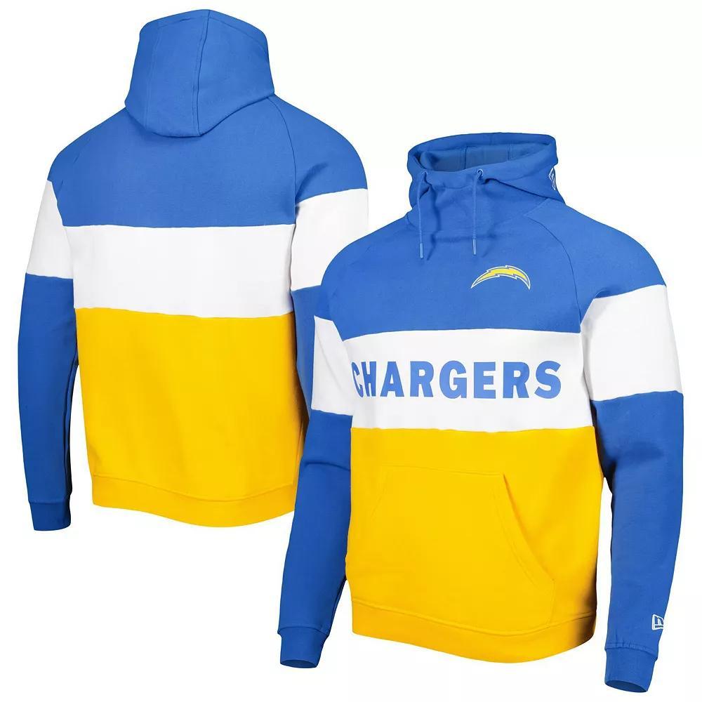 Men's New Era Gold Los Angeles Chargers Colorblock Current Pullover Hoodie, Size: 2XL Product Image
