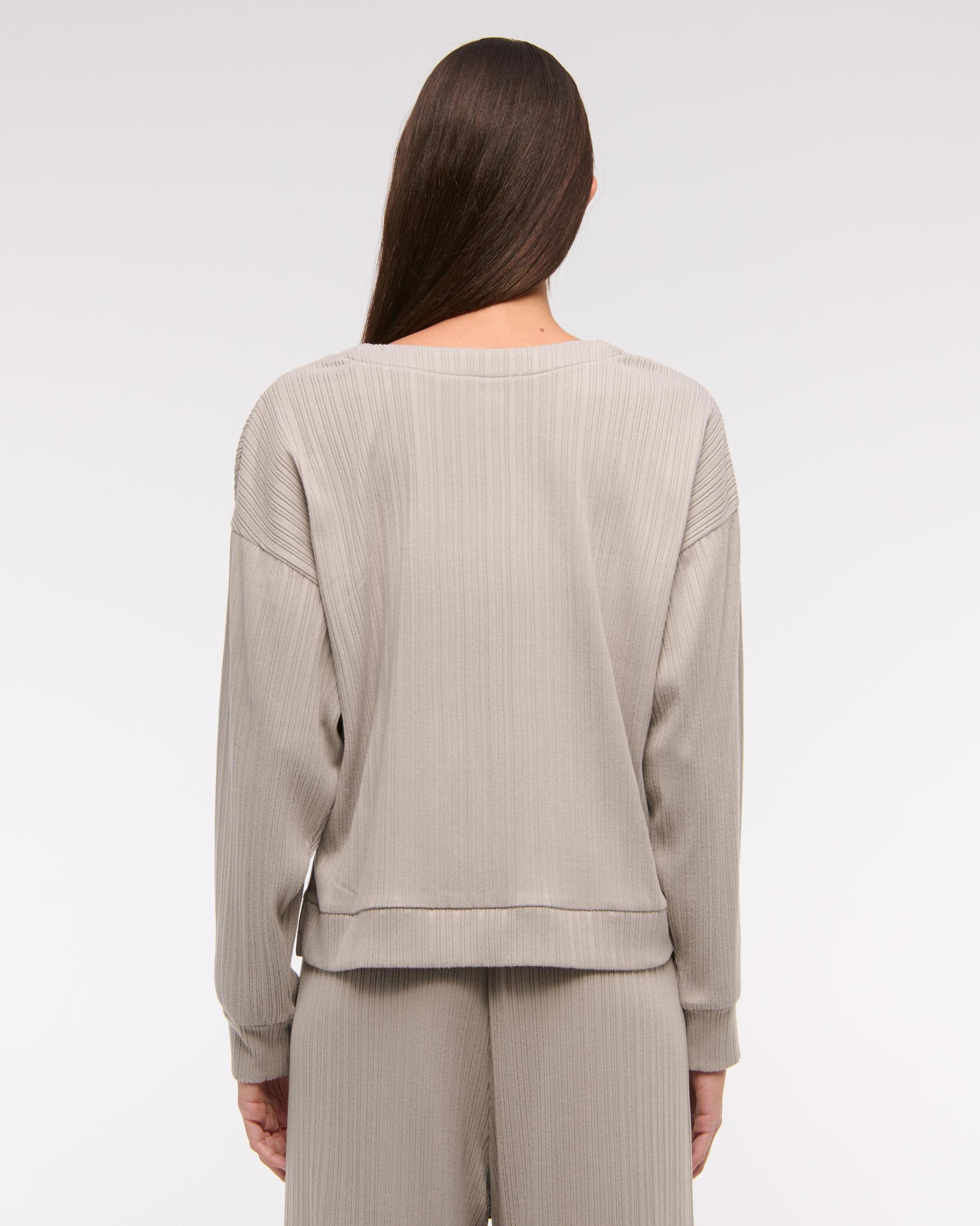 Lounge Wide Rib Henley Sweatshirt Product Image