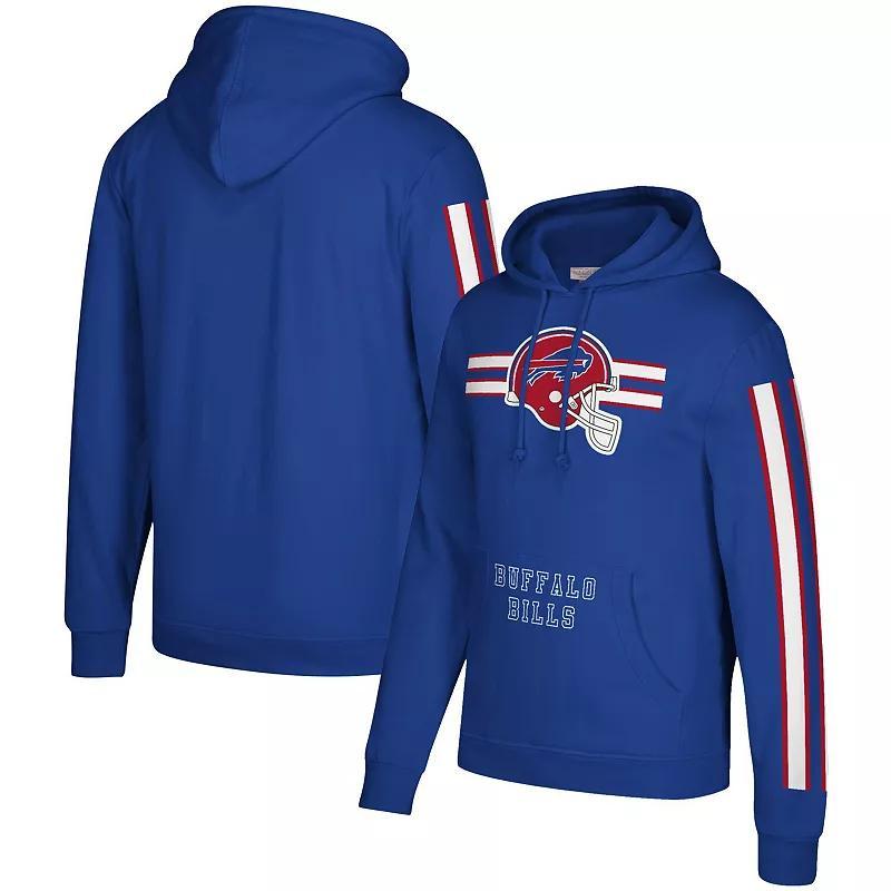Mens Mitchell & Ness Royal Buffalo Bills Three Stripe Pullover Hoodie Product Image