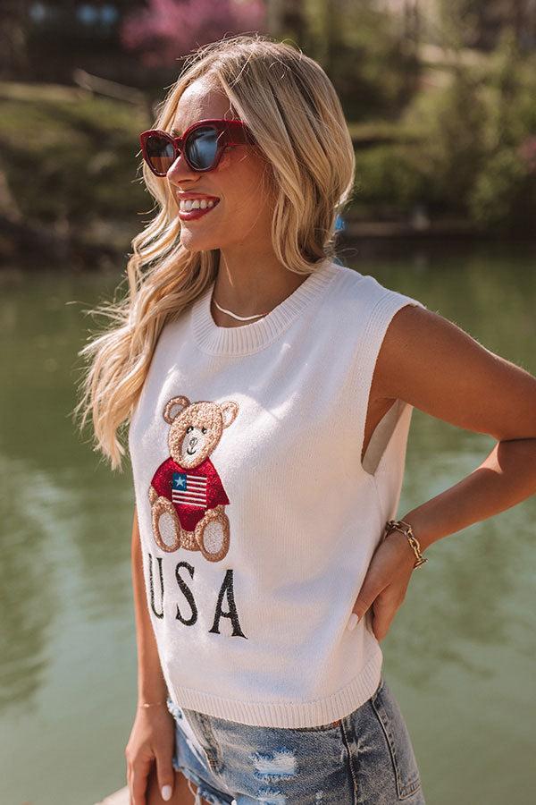 Beary Patriotic Embroidered Top Product Image