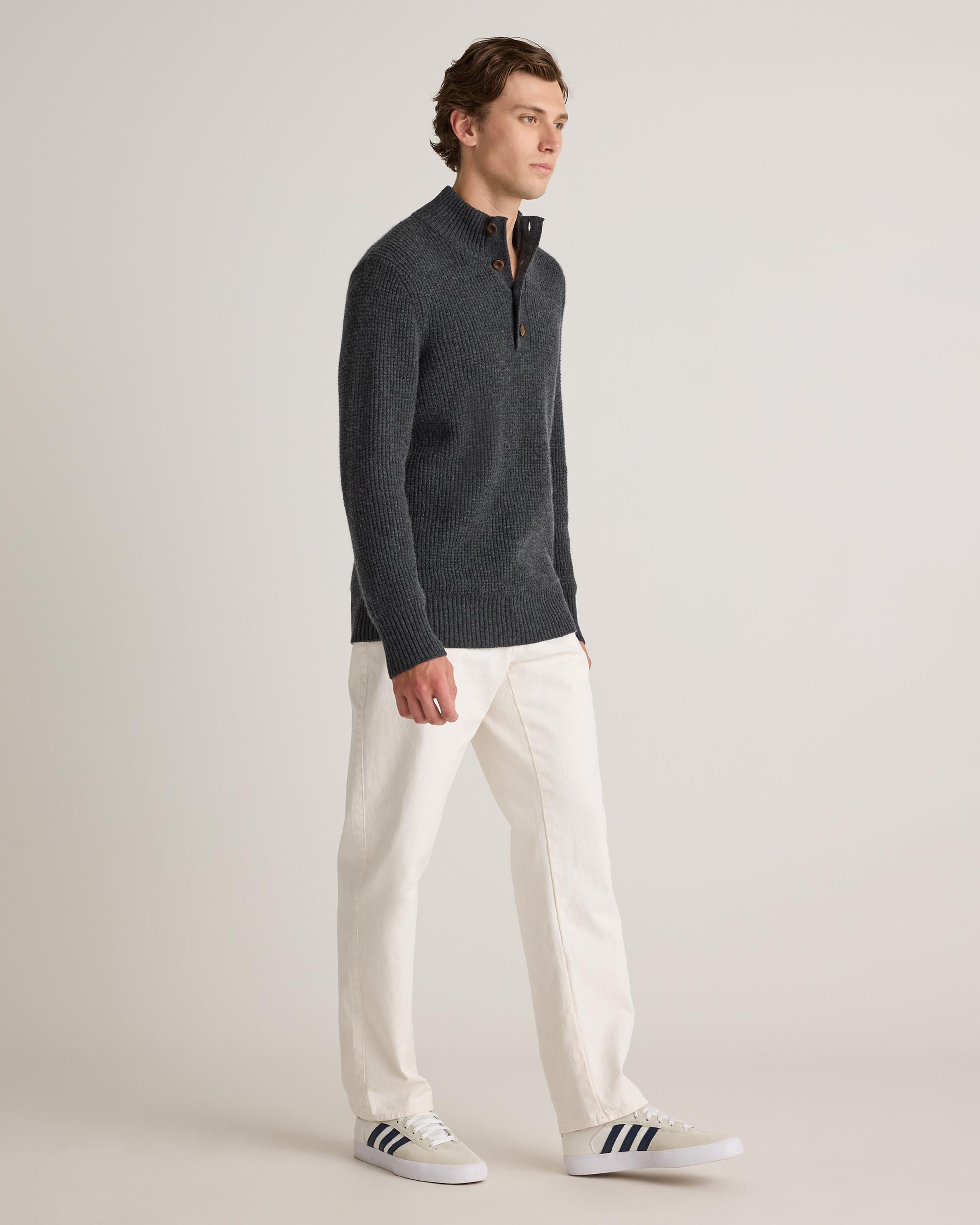 Quince | Men's Mongolian Cashmere Waffle Quarter Button Sweater Product Image