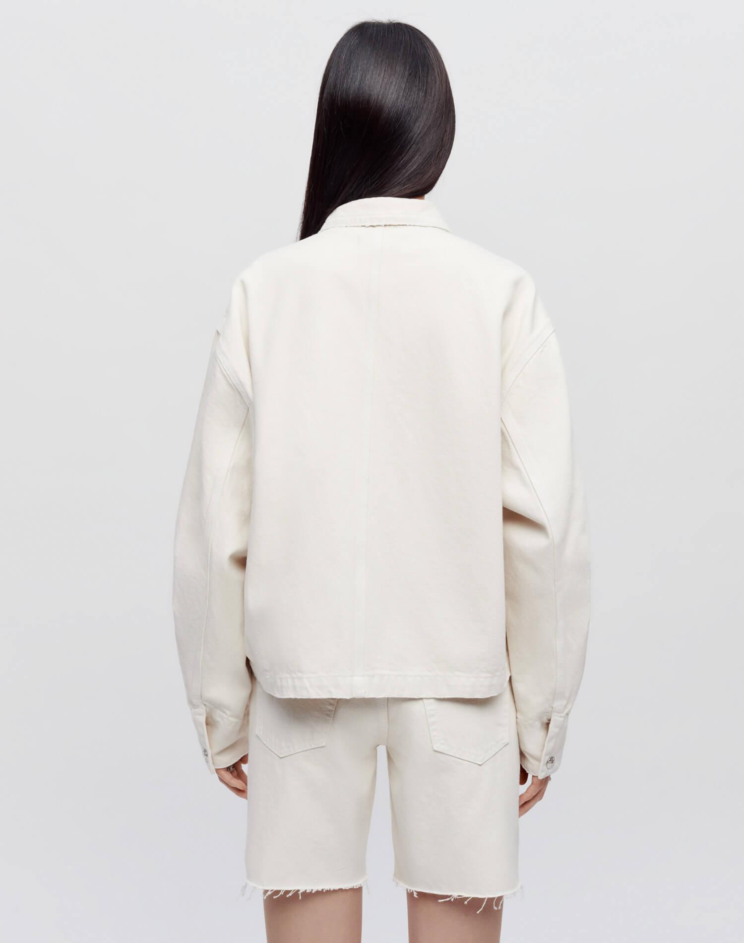 Oversized Work Jacket - Distressed Vintage White Female Product Image