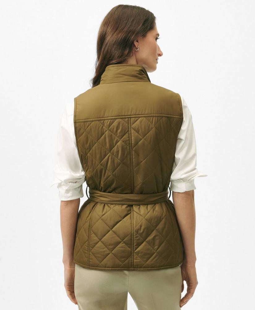 Belted Military-Inspired Quilted Vest in Nylon Product Image
