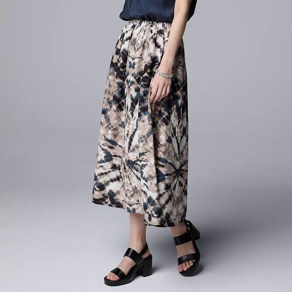 Women's Simply Vera Vera Wang Pull On Midi Skirt, Size: XL, Brown Mirrored Dye Product Image