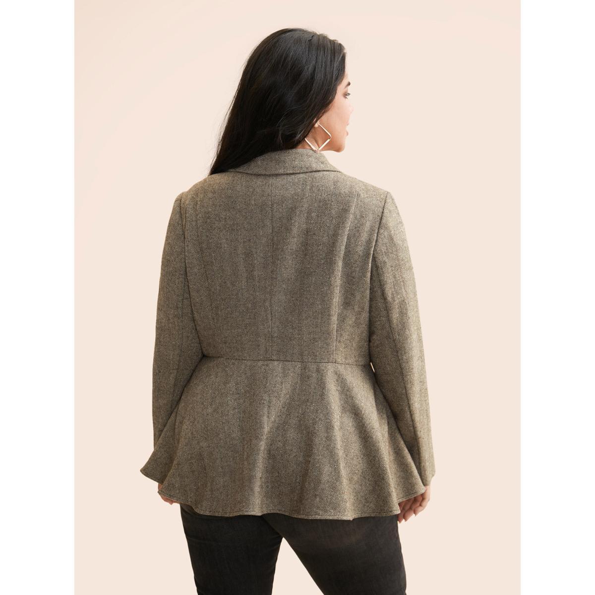 Plus Size Lapel Collar Metal Detail Jacket Women Multicolor Button Bodycon Everyday Jackets BloomChic 30/6X Product Image