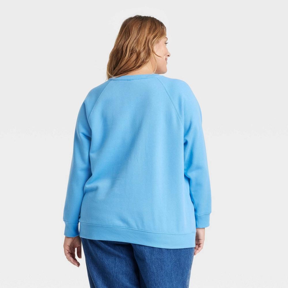 Womens Valentines Day Heart Pullover Sweatshirt - Ava & Viv Blue 2X: Cotton Blend, Recycled Polyester, Crew Neck Product Image