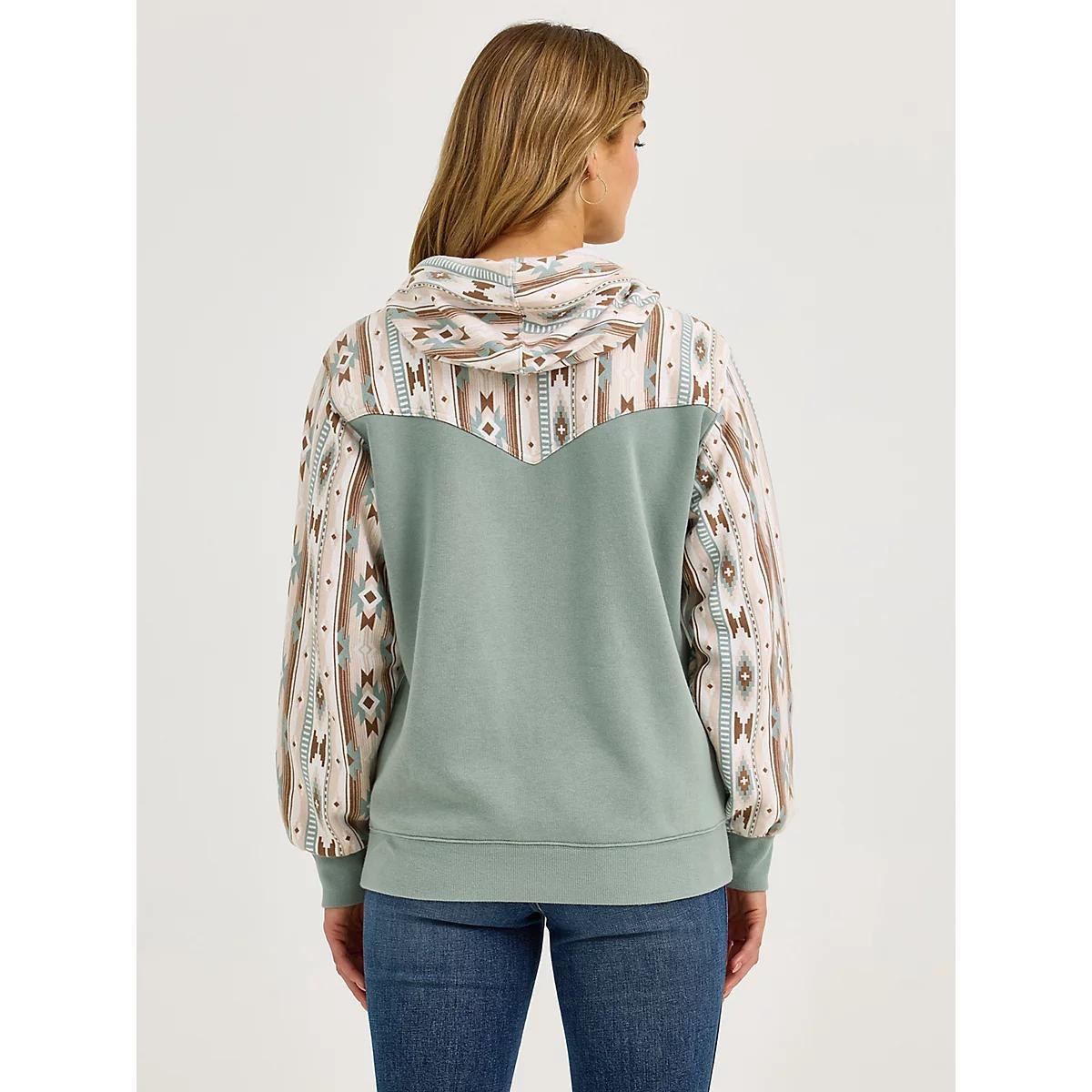 Women's Wrangler Logo Southwestern Yoke Pullover Hoodie | Women's TOPS | Wrangler® Product Image