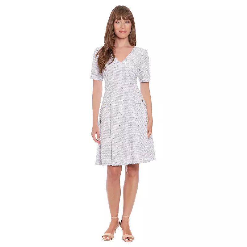 Women's London Times Flap Pocket Fit and Flare Dress, Size: 16, Purple Product Image