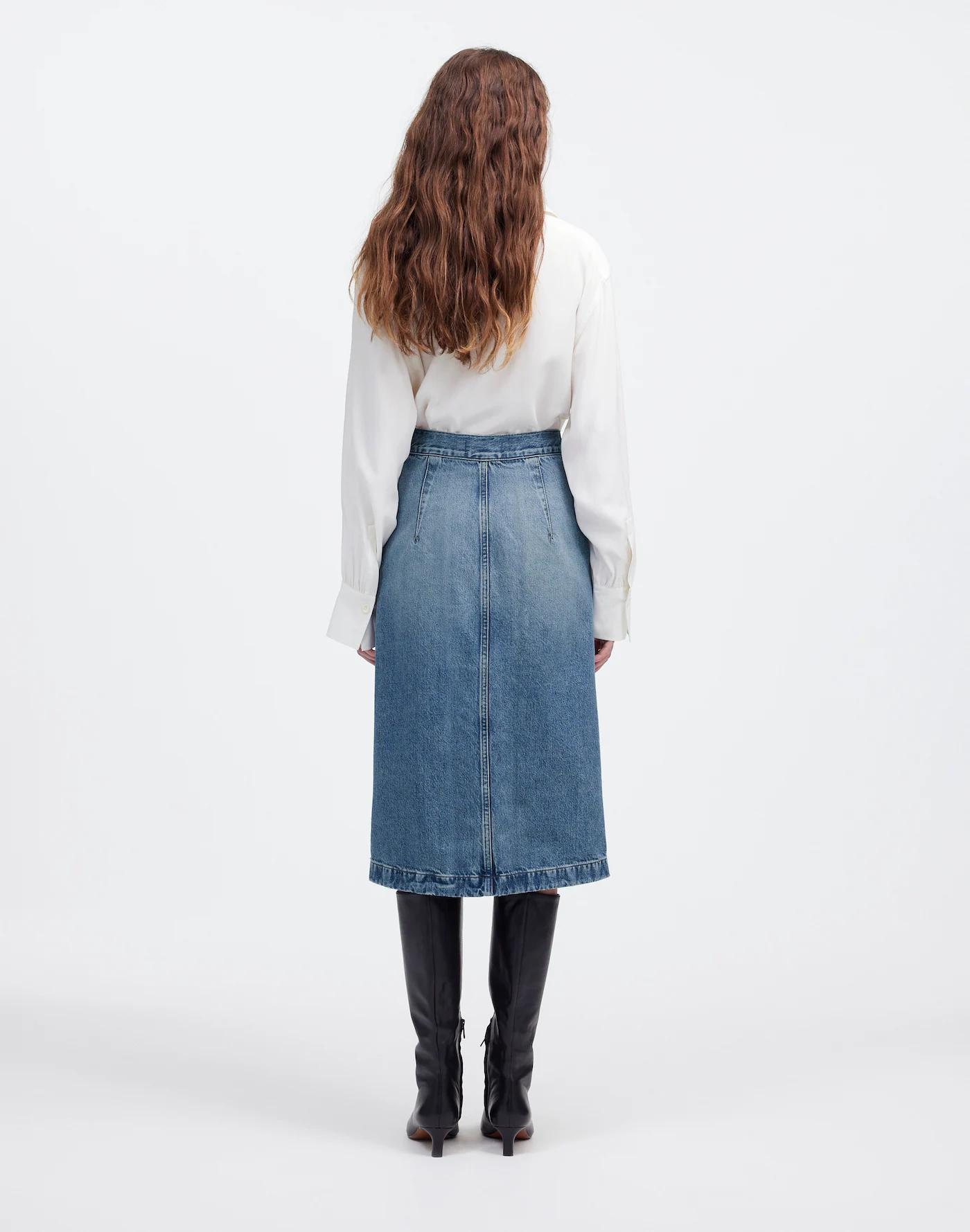 Denim Midi Pencil Skirt in Billings Wash Product Image