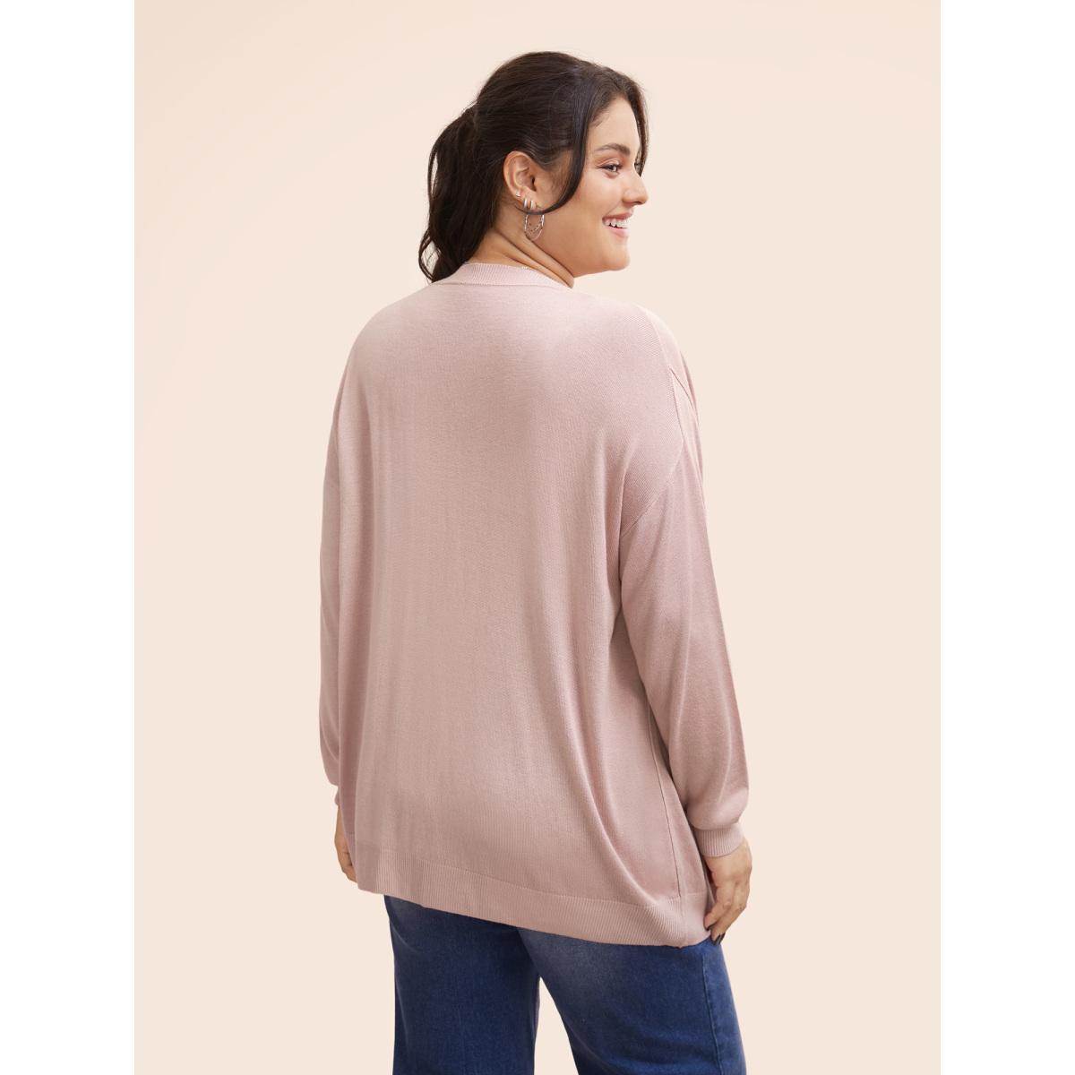 Plus Size Supersoft Essentials Solid Open Front Loose Cardigan DustyPink Women Casual Loose Long Sleeve Everyday Cardigans BloomChic 26/4X Product Image