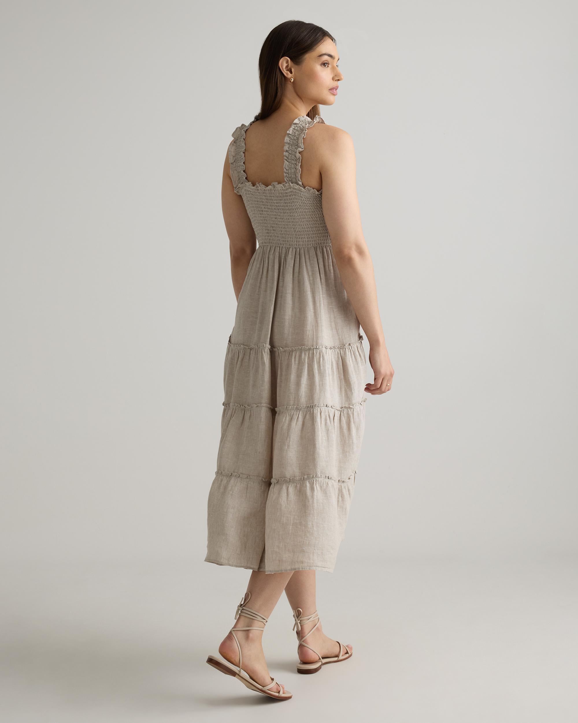 Quince | Women's 100% European Linen Smocked Midi Dress Size XS Product Image