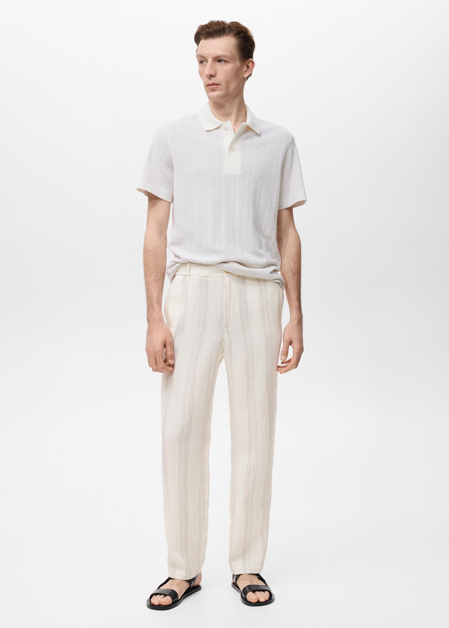 100% linen pants with elastic waistband - Men | MANGO USA Product Image