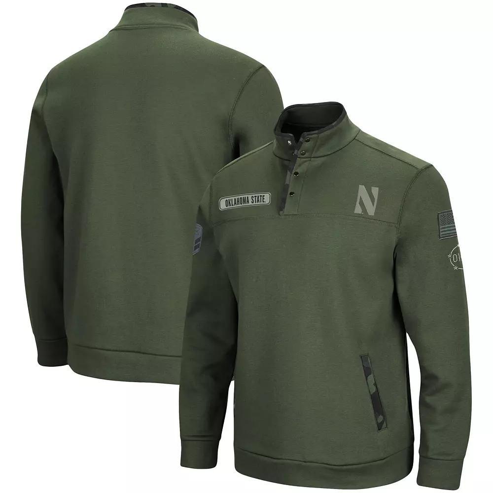 Men's Colosseum Olive Northwestern Wildcats OHT Military Appreciation Digital Camo Quarter-Snap Jacket, Size: XL, Team Product Image