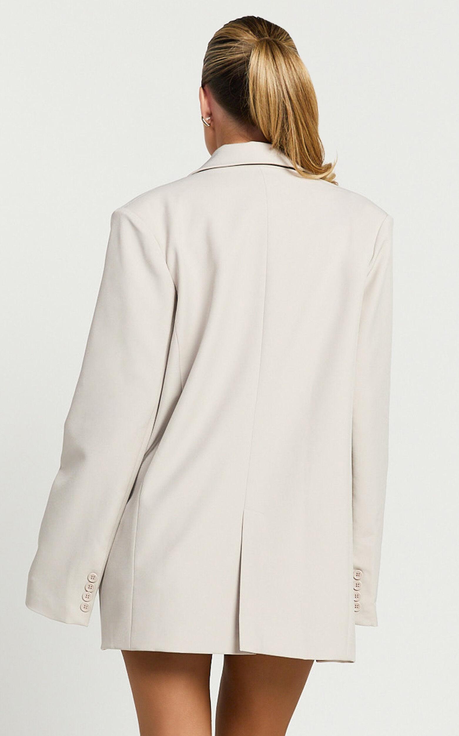 Melinda Blazer - Recycled Tailored Oversized Single Breasted Blazer in Stone Product Image