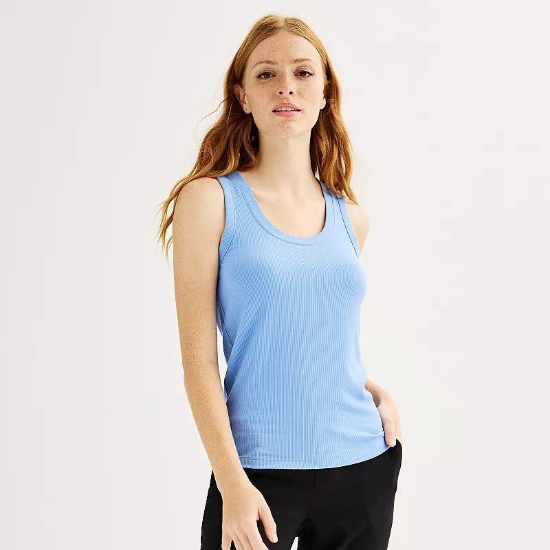 Women's Nine West Fitted Rib Tank Top, Size: Large, Resolute Blue Product Image