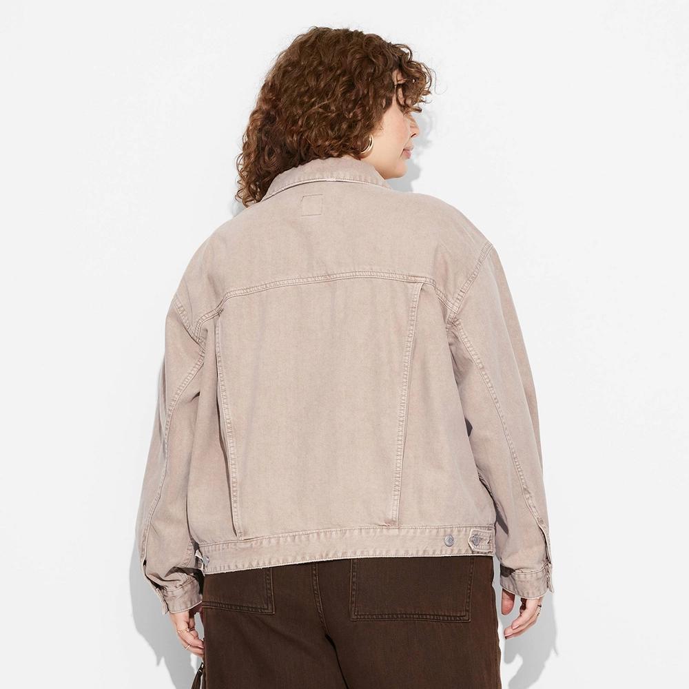 Womens Foundational Oversized Trucker Jacket - Wild Fable Brown 4X Product Image