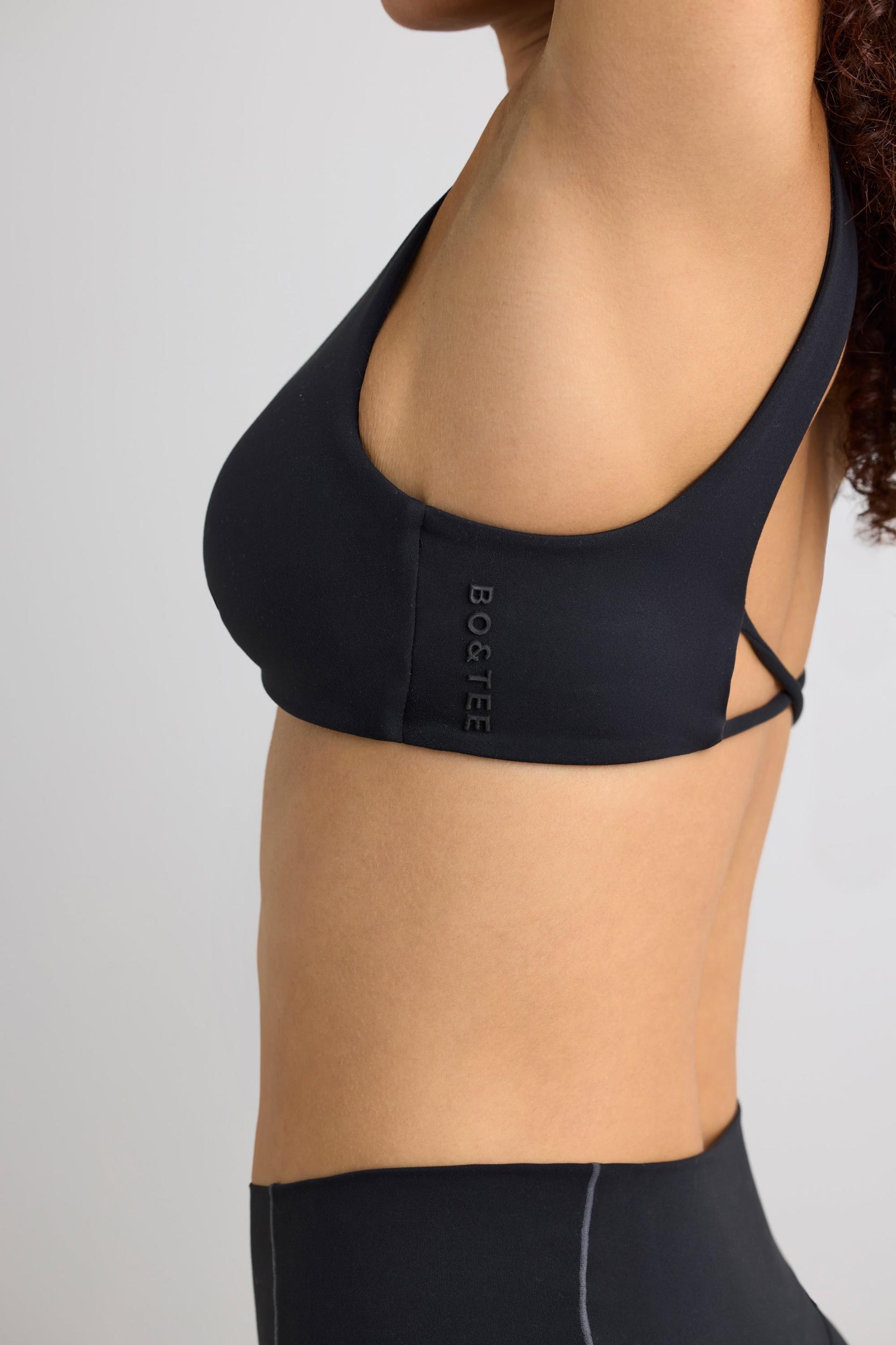 Soft Active V-Neck Sports Bra in Black Female Product Image