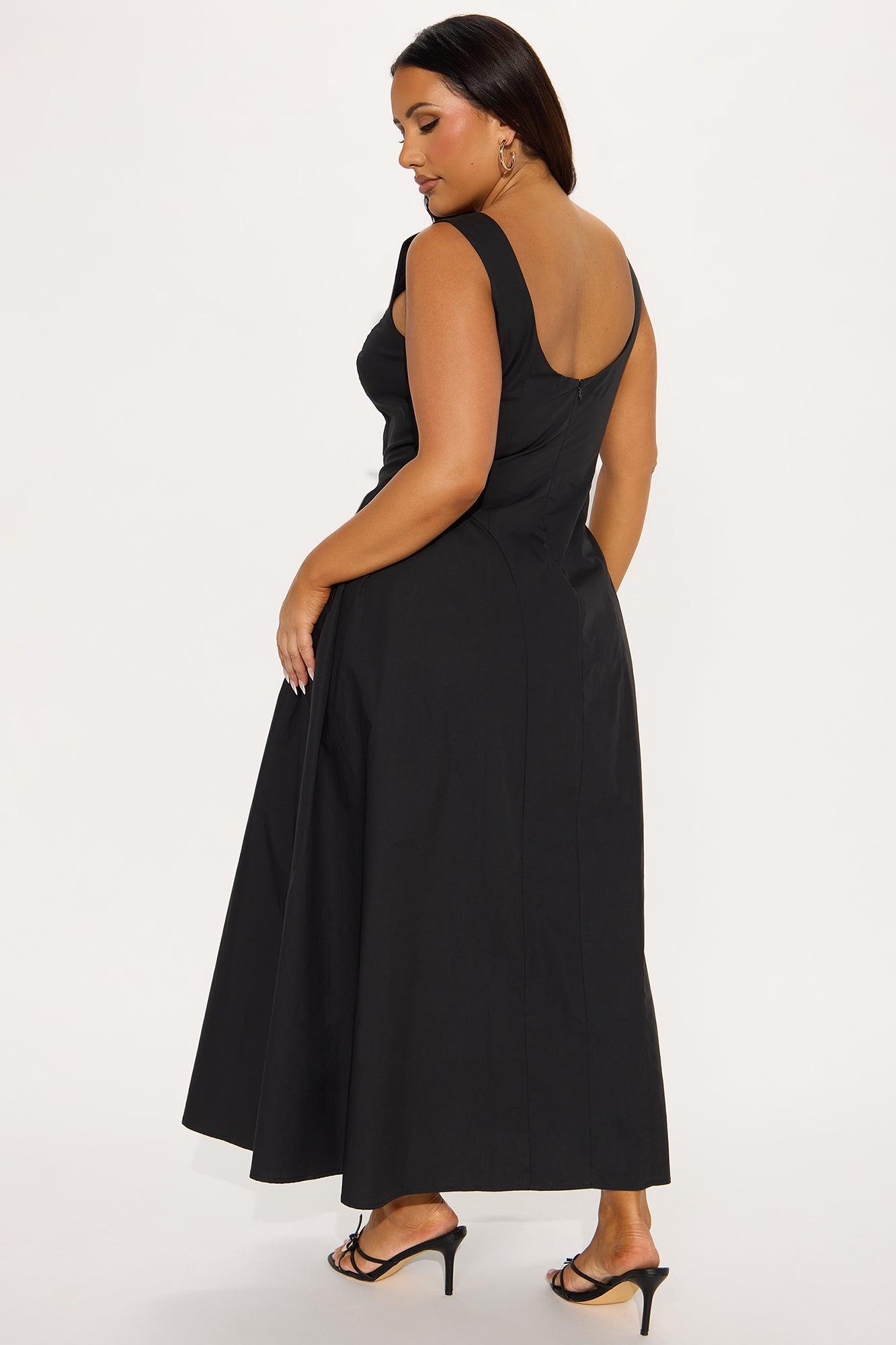 Elena Poplin Maxi Dress - Black Product Image