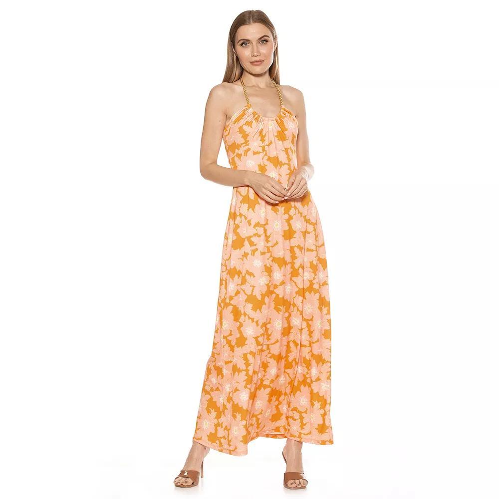 Women's ALEXIA ADMOR Selena Scoopneck Maxi Dress, Size: Medium, Blush Floral Product Image