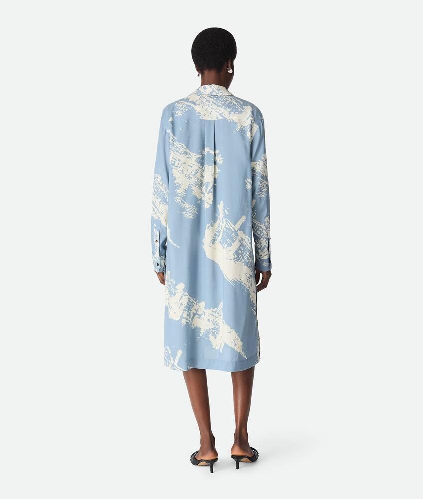 Women's Italian Postcard Silk Dress in Blue/dove Product Image