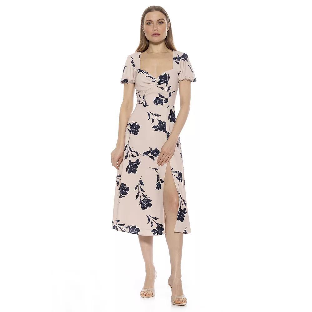 Women's ALEXIA ADMOR Gracie Sweetheart Midi Dress, Size: 2, Beige Floral Product Image