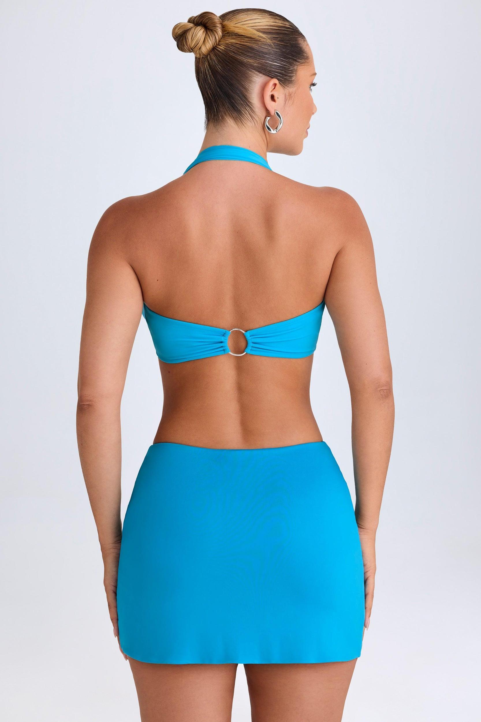 Mid-Rise Micro Mini Skirt in Aqua Blue Product Image