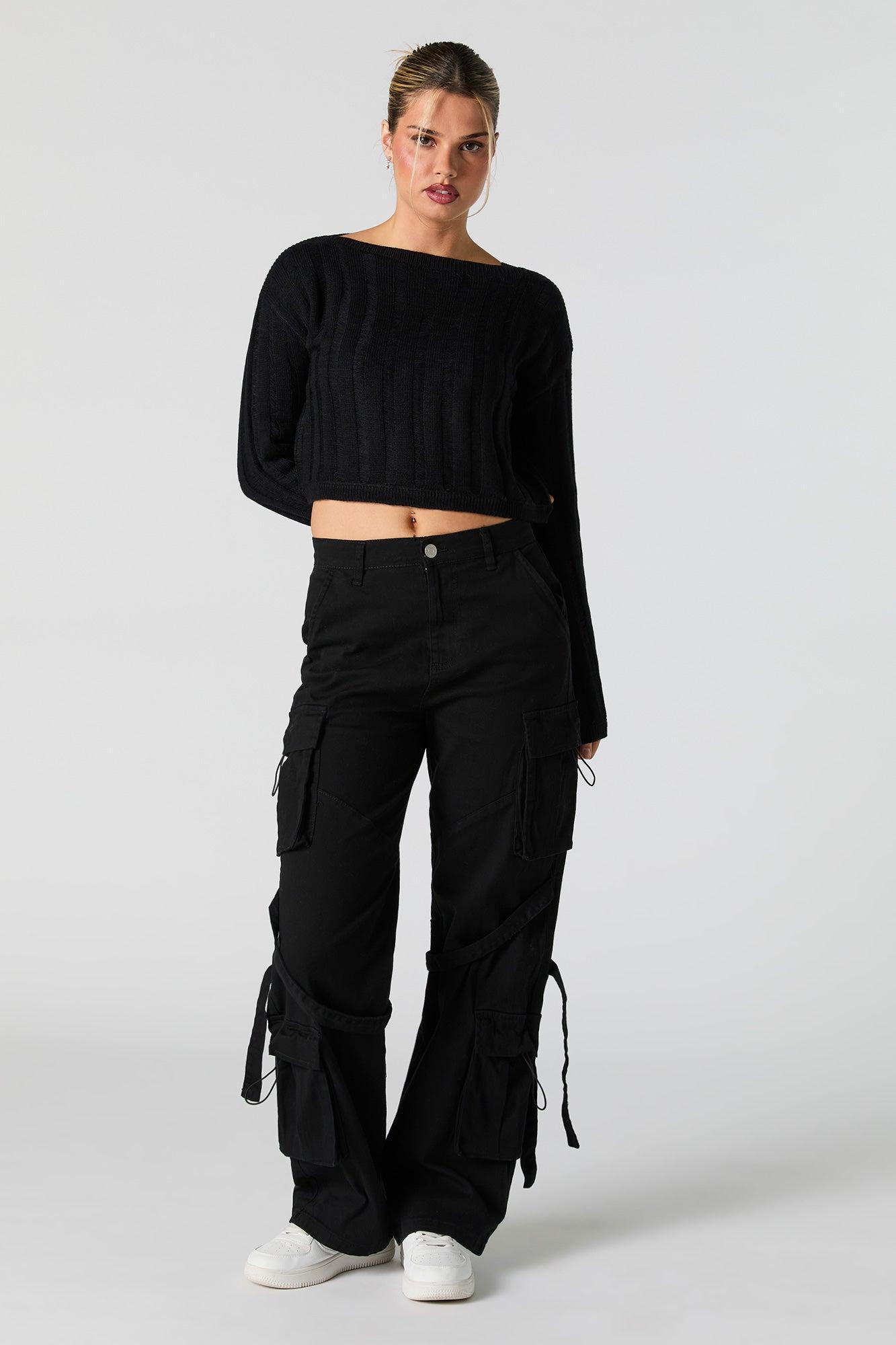 Open Knit Boat Neck Sweater Female Product Image