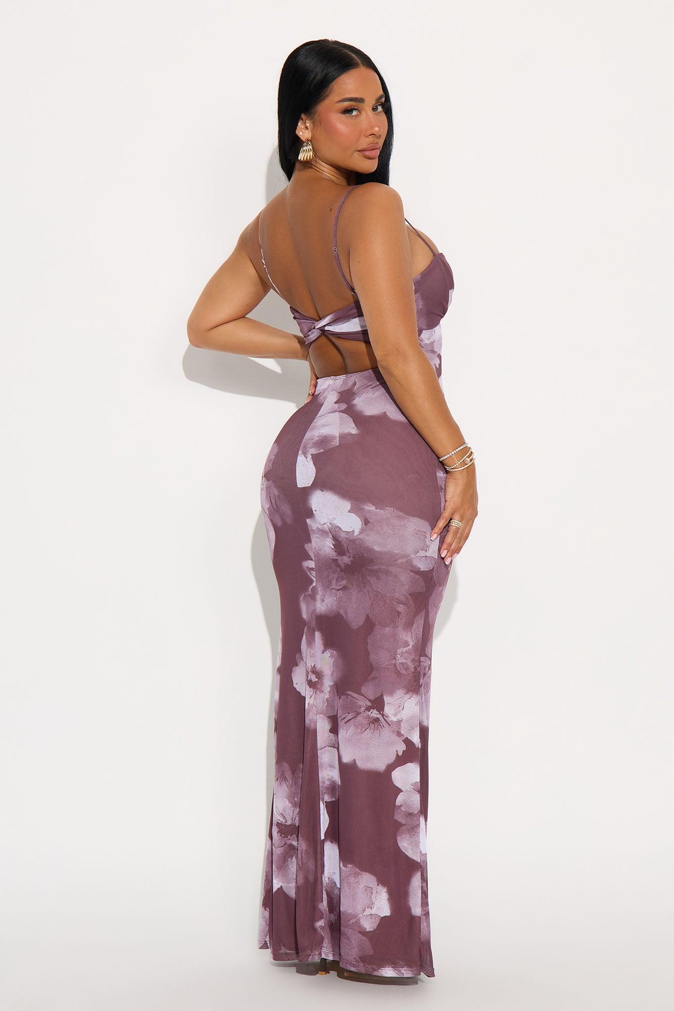Unstoppable Love Floral Mesh Maxi Dress - Purple/combo Product Image