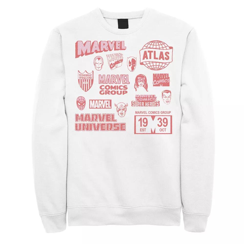 Mens Marvel Vintage Logos And Heroes Mash Up Collage Sweatshirt, Boys Product Image