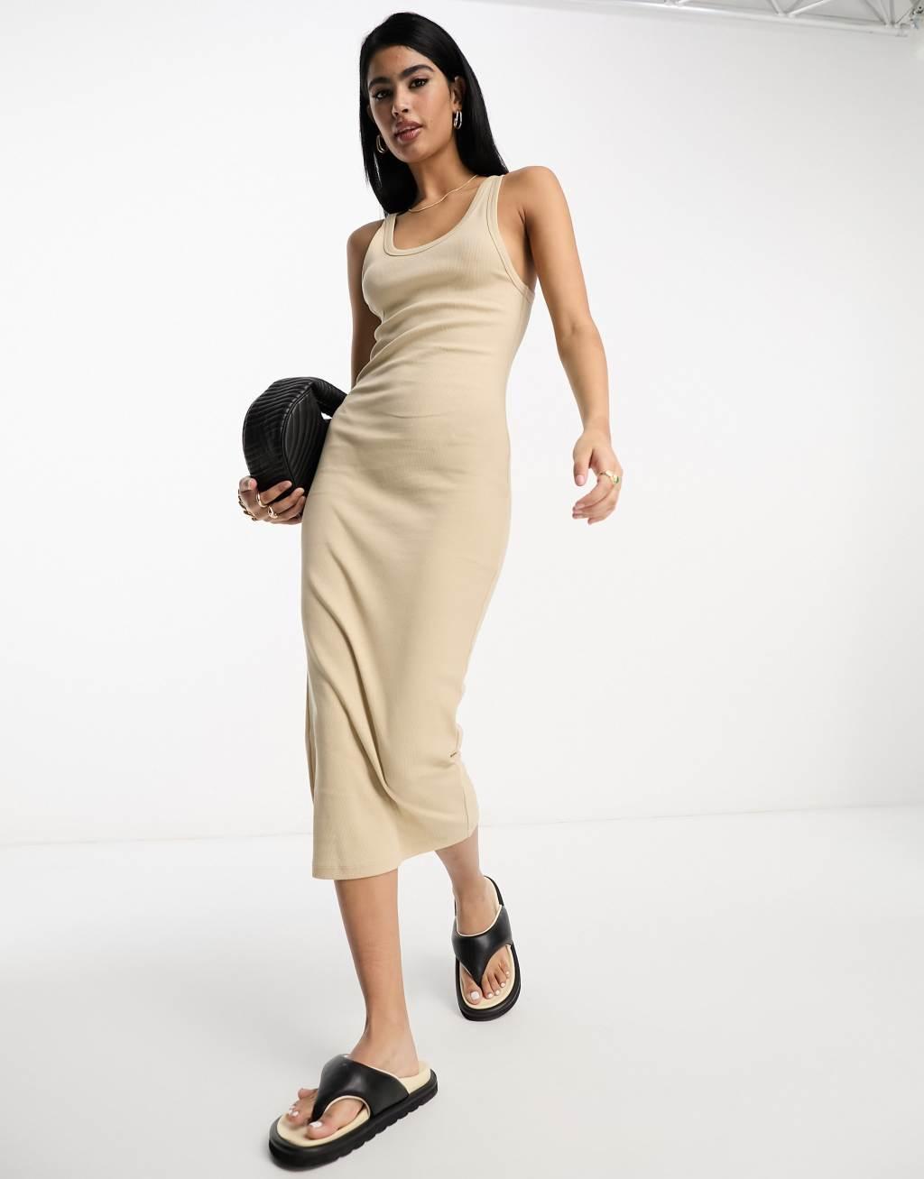 ASOS DESIGN ribbed scoop neck tank top midi dress Product Image