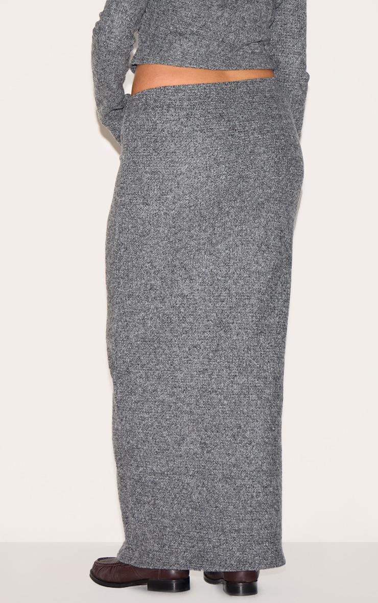 Plus Charcoal Textured Ribbed Maxi Skirt Product Image