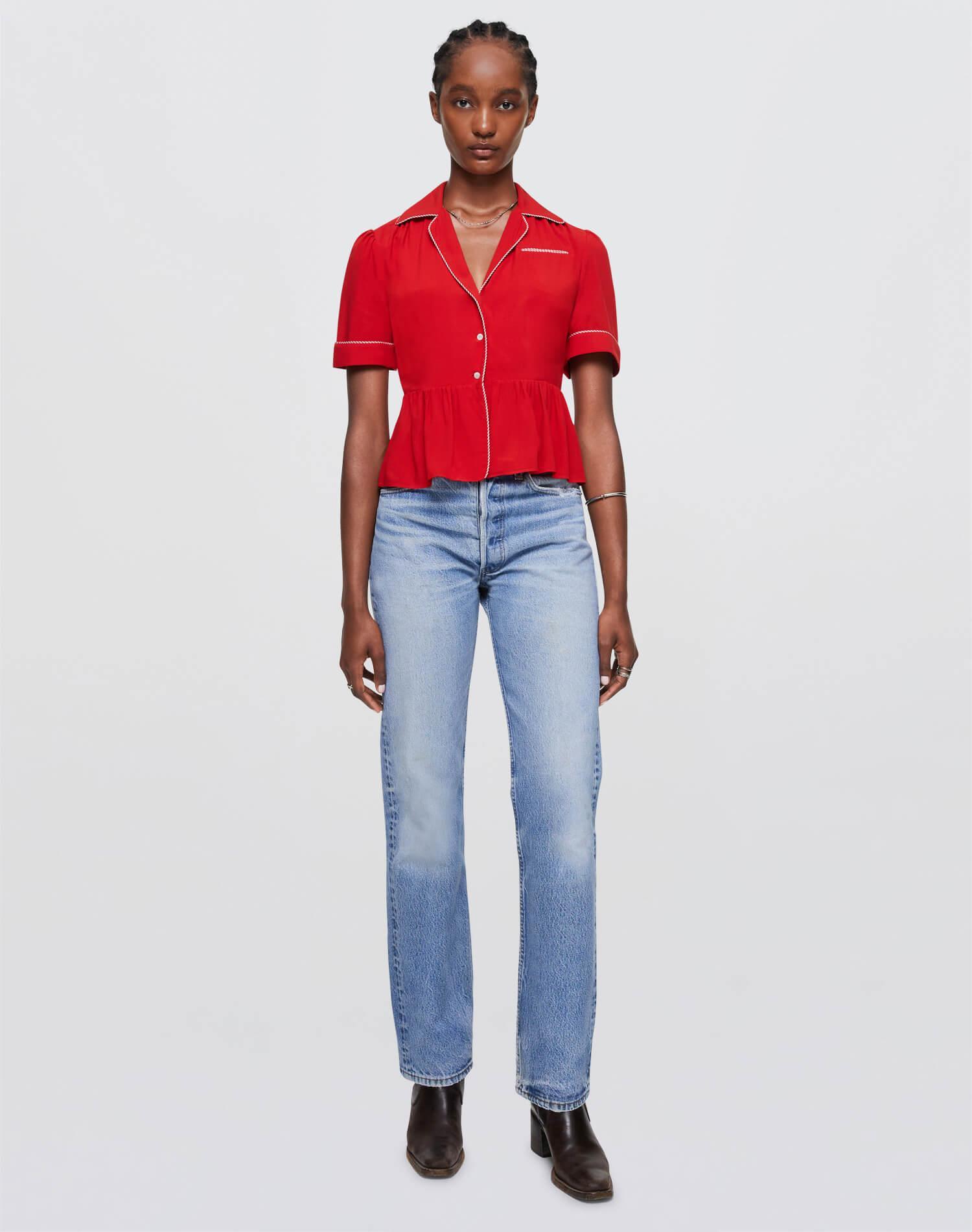 Micro Bowling Shirt - Fire Female Product Image