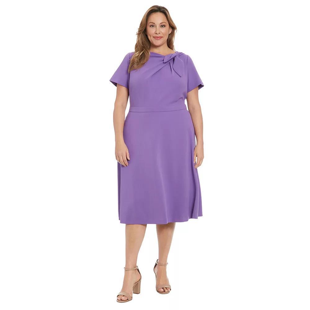 Plus Size London Times Tie Neck Fit and Flare Dress, Women's, Size: 14 W, Very Peri Product Image