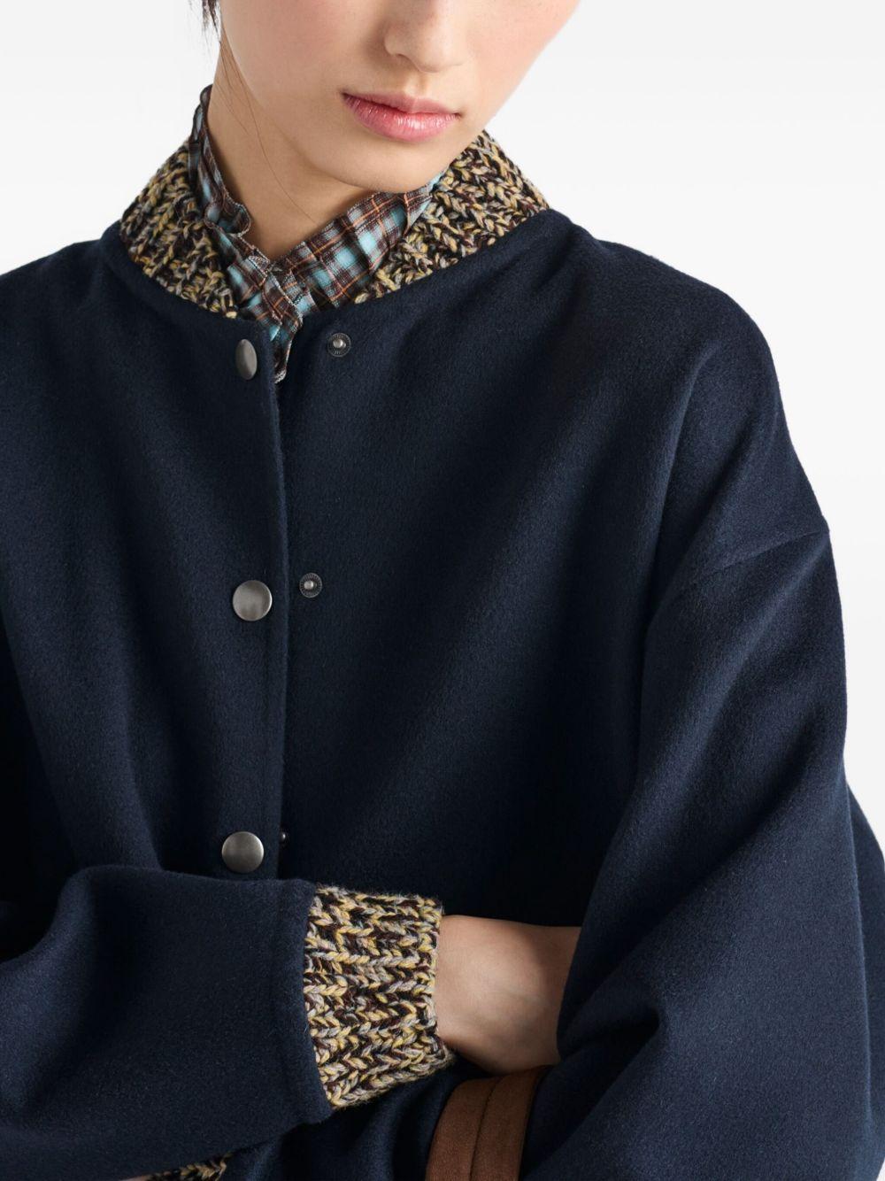 knit-trimmed wool bomber jacket Product Image