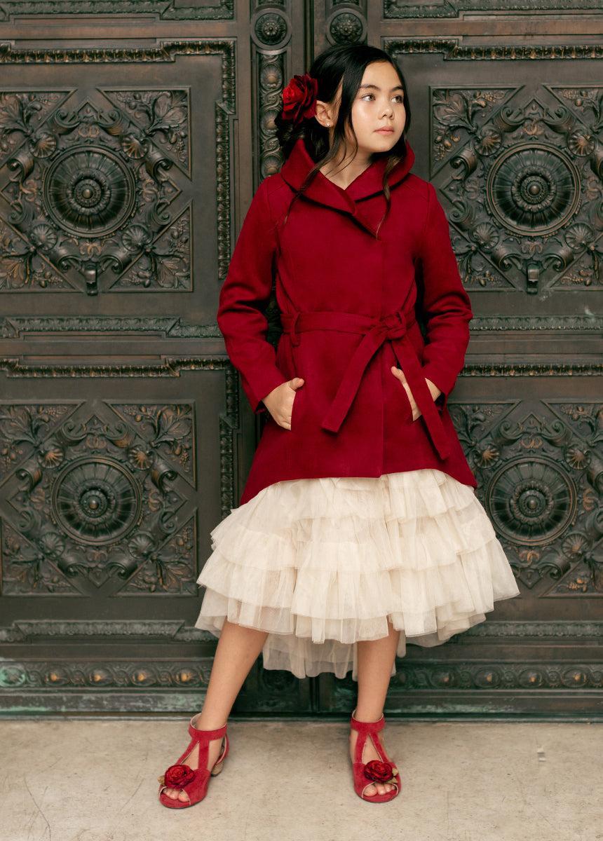 Geneva Petticoat Dress in Cream & Scarlet Girls Product Image