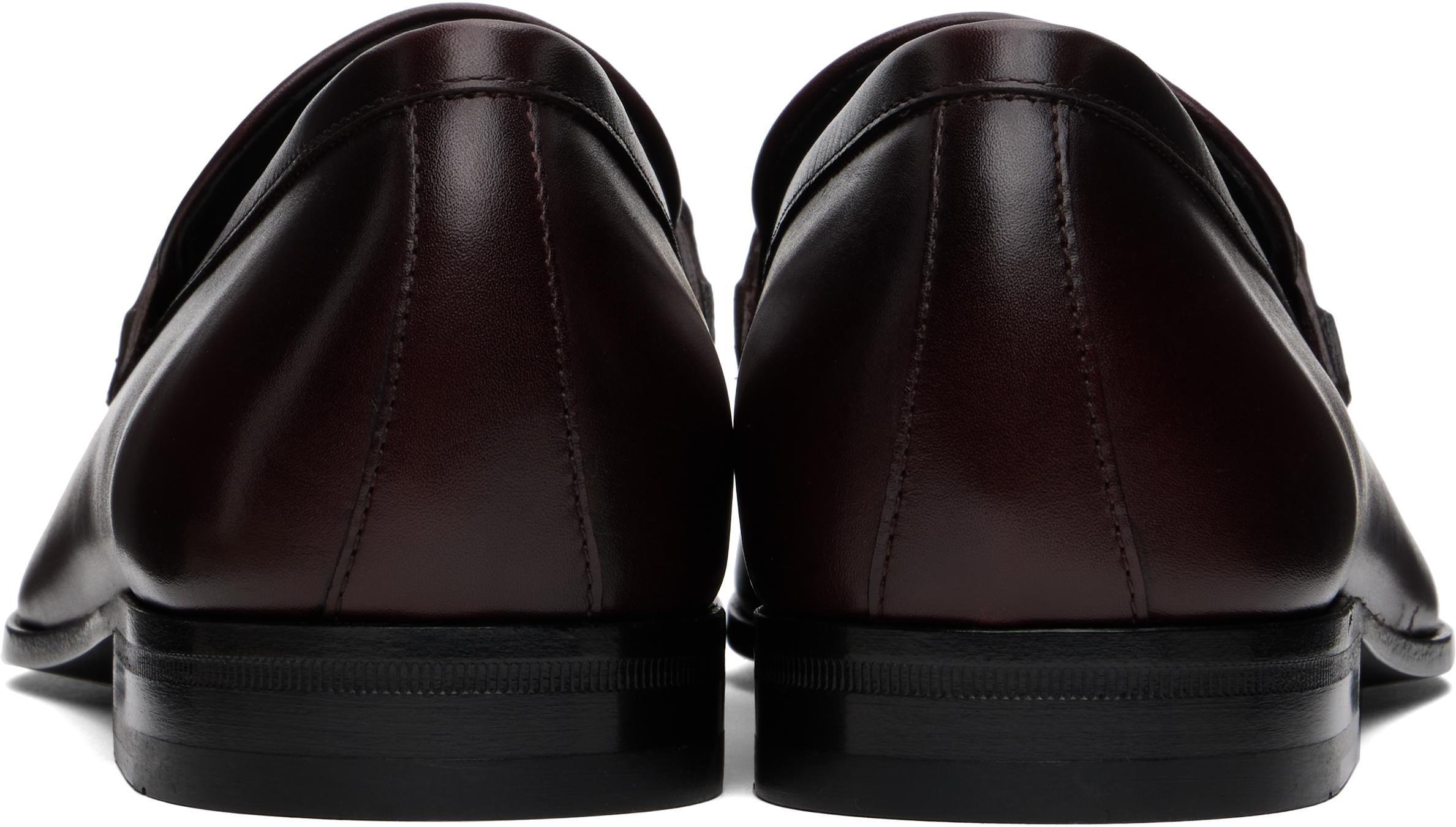 FERRAGAMO Brown Gancini Ornament Loafers In Cordovan Nero Product Image