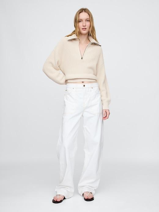 100% Cotton Half-Zip Pullover Sweater Product Image