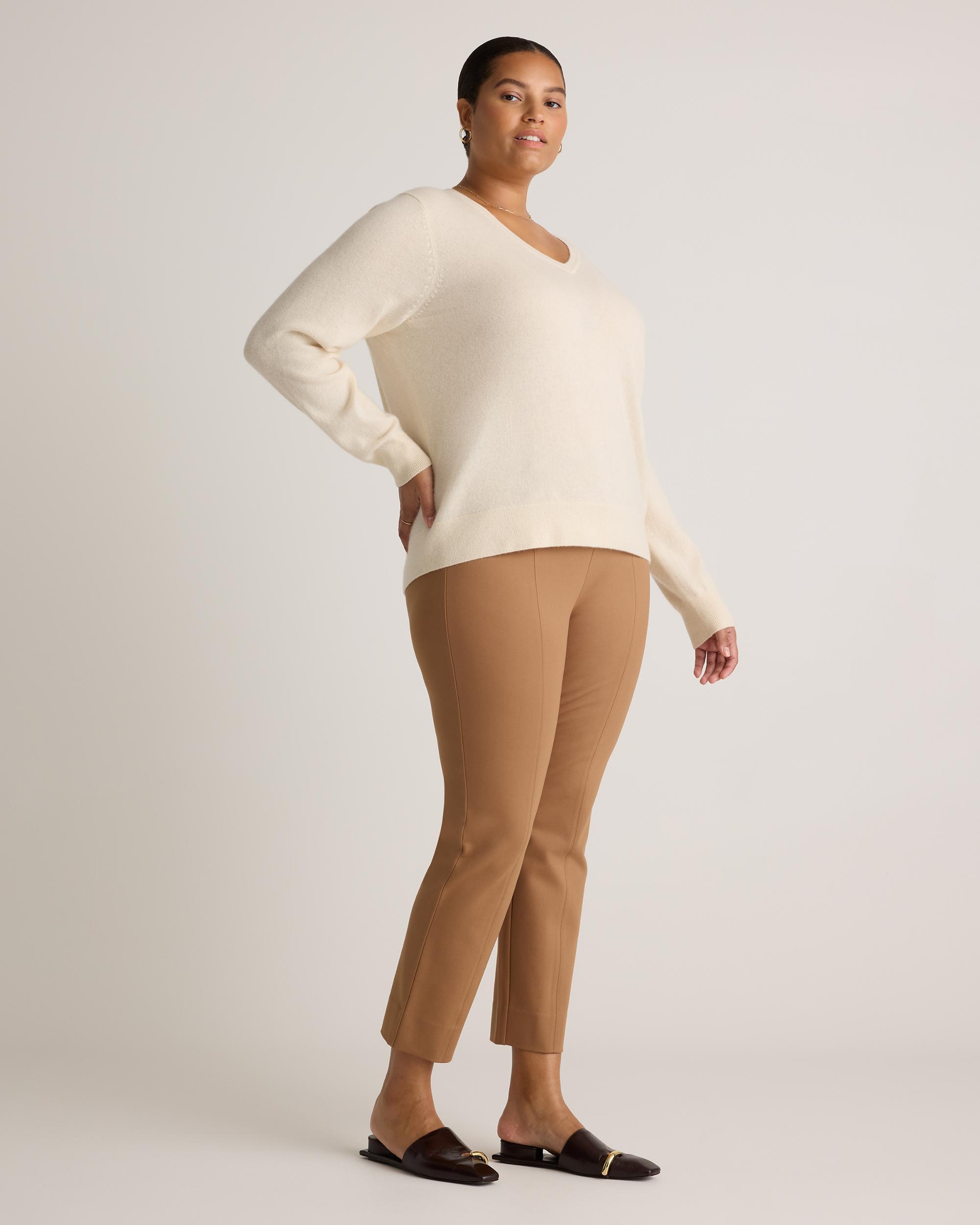 Quince | Women's Ultra-Stretch Ponte Pintuck Ankle Pants Rayon Product Image
