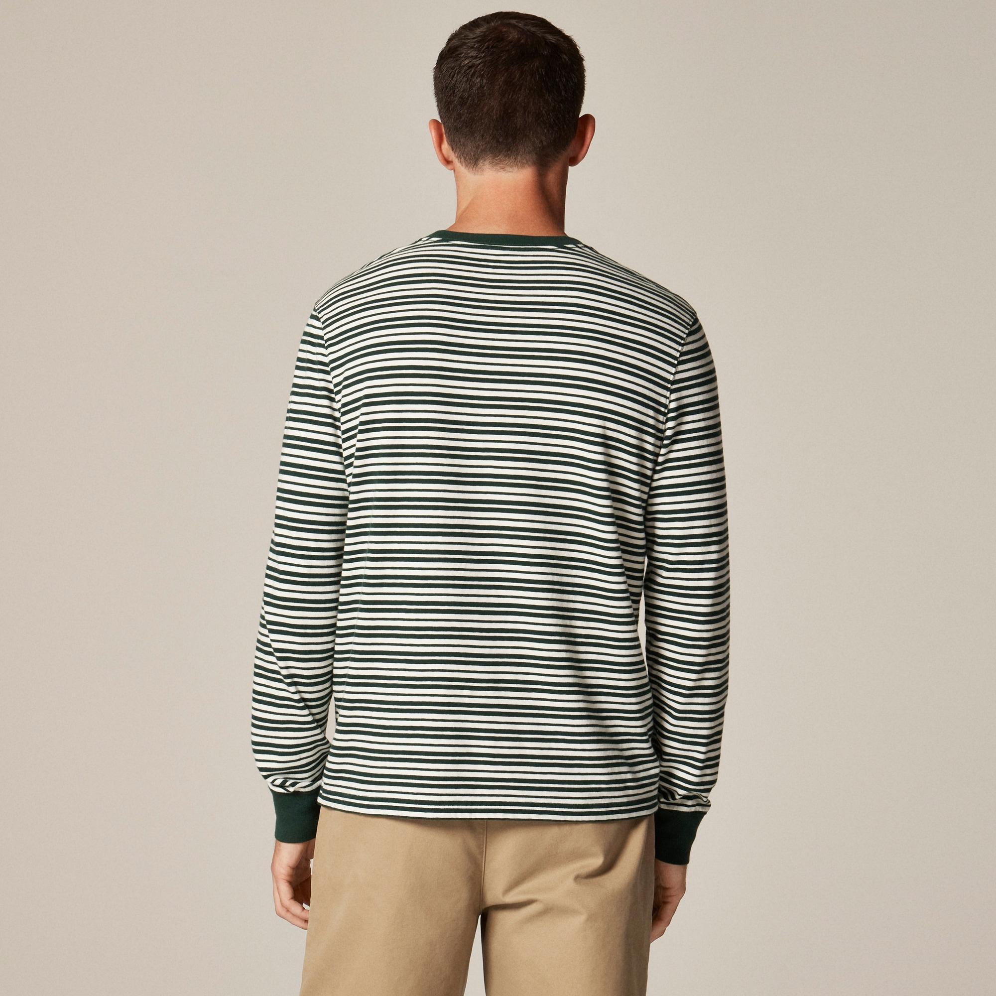 Vintage-wash cotton long-sleeve T-shirt in stripe Product Image