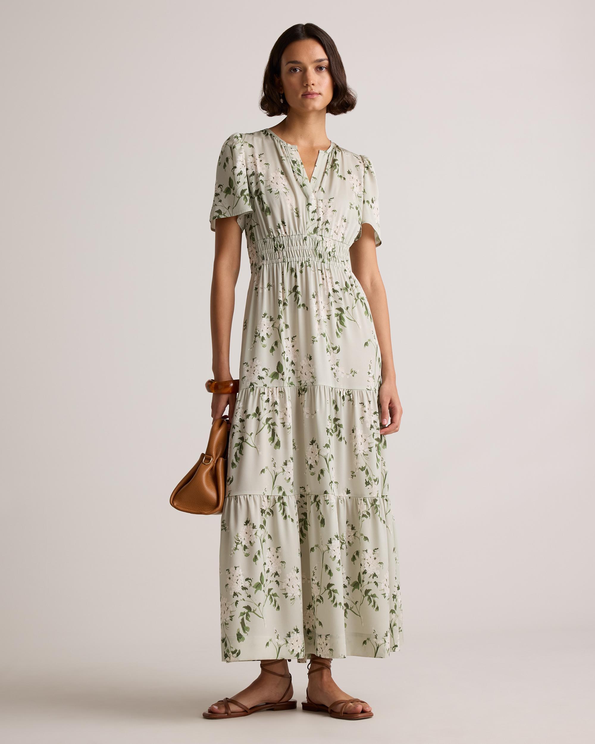 Quince | Women's Washable Stretch Silk Tiered Maxi Dress Size XS Product Image