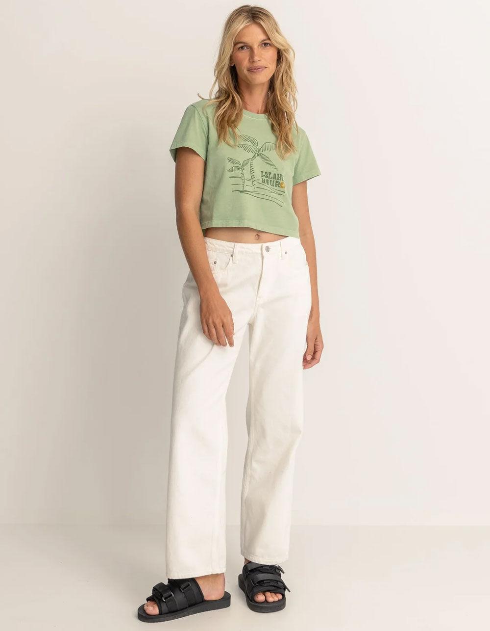 RHYTHM Island Hour Vintage Womens Crop Tee - SAGE Product Image