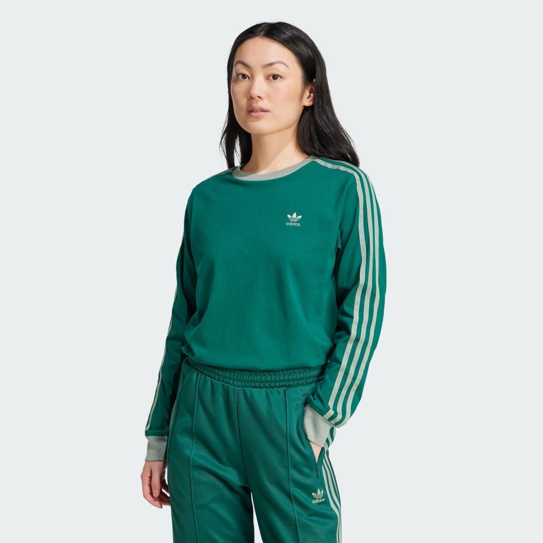 adidas Adicolor 3-Stripes Regular Long Sleeve Tee Black S Womens Product Image