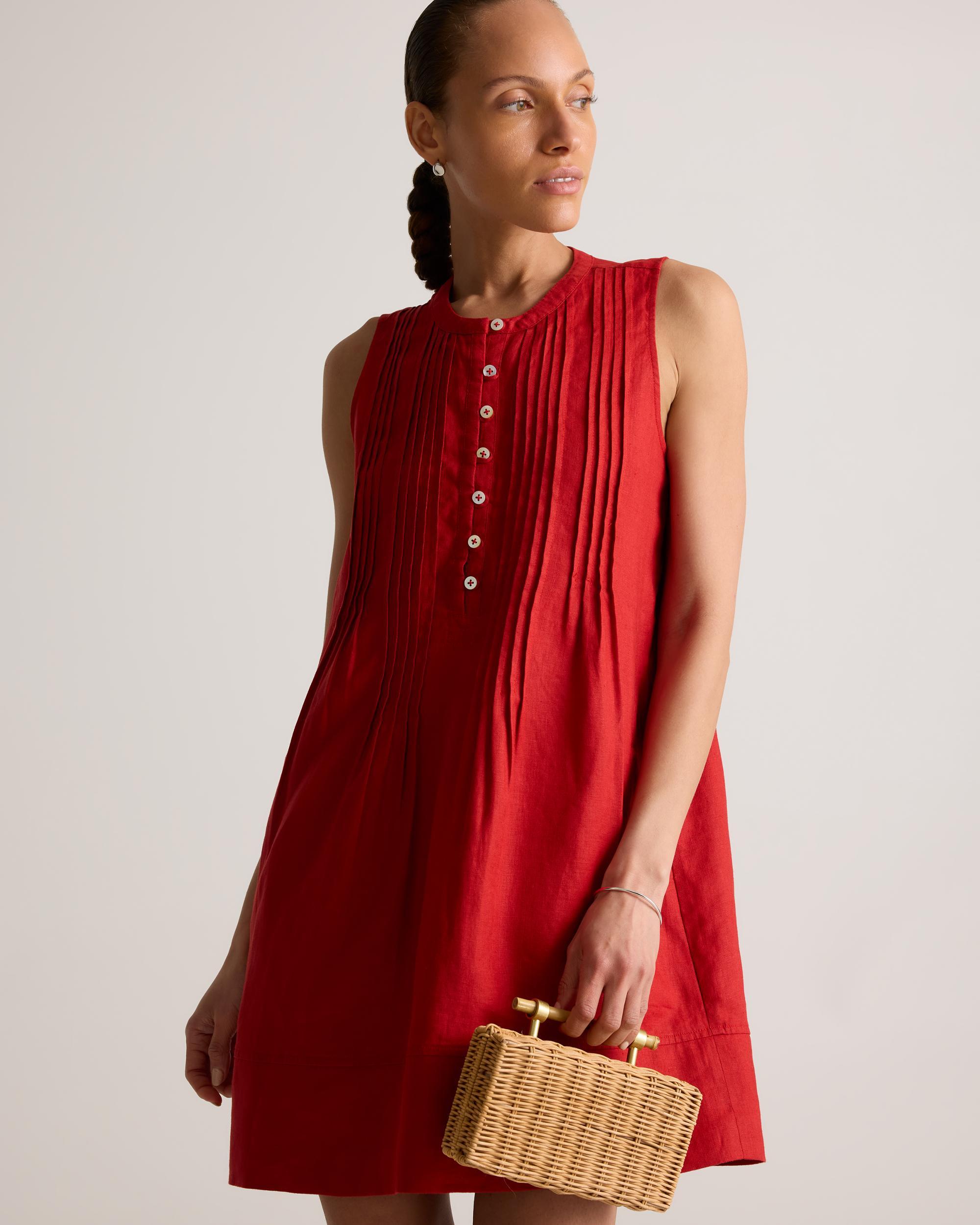 Quince | Women's 100% European Linen Sleeveless Swing Dress Size XS Product Image