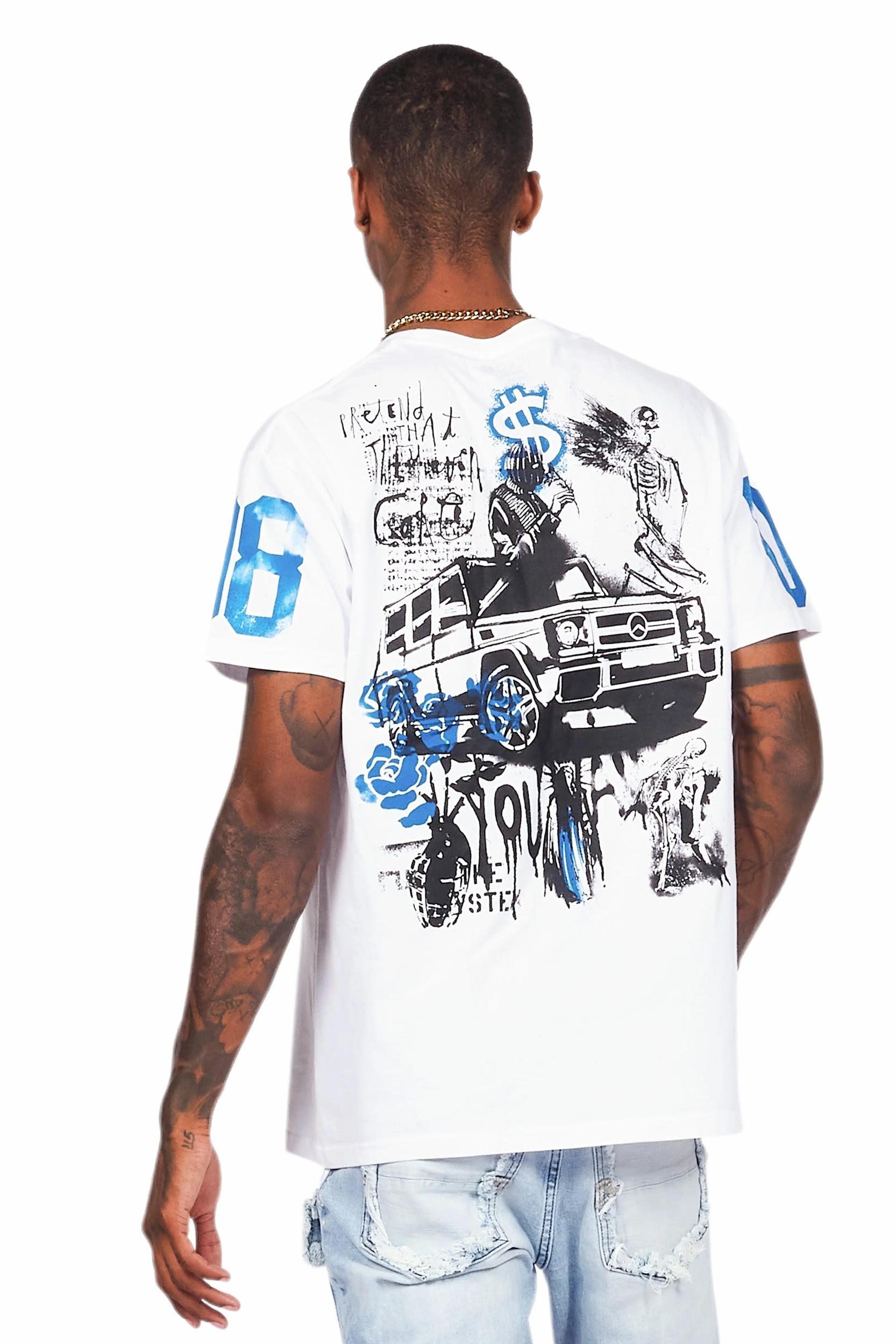 Kammile White/Blue Oversized T-Shirt Female Product Image
