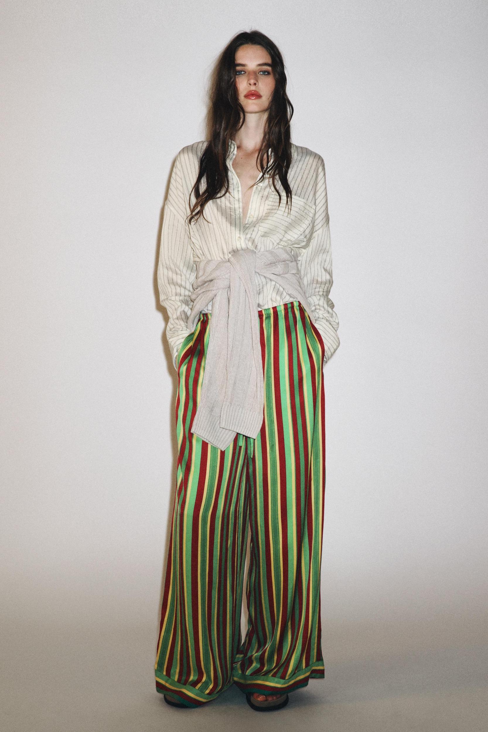 STRIPED PAJAMA PANTS ZW COLLECTION Product Image