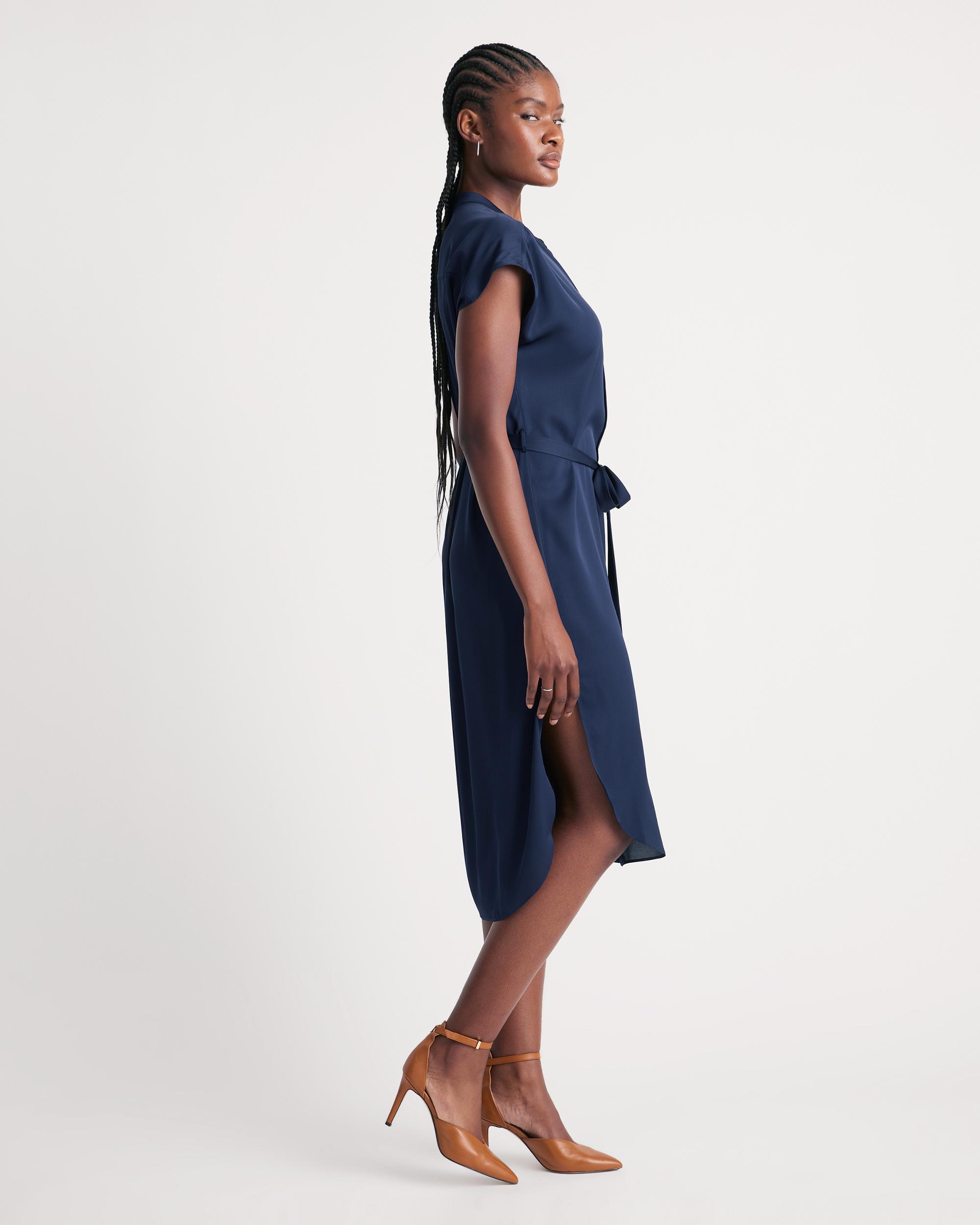 Quince | Women's Washable Stretch Silk Midi Shirt Dress Mulberry Silk Product Image