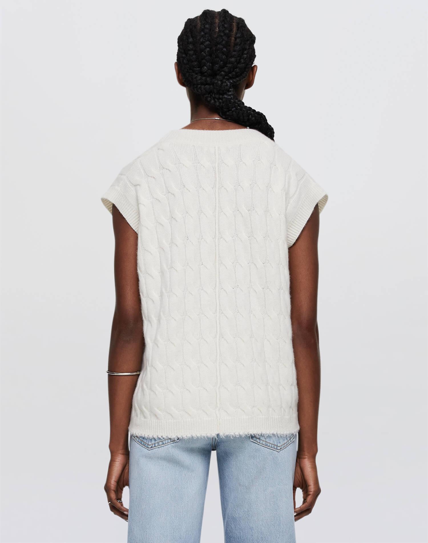 Cashmere Cable Vest - Ivory Female Product Image