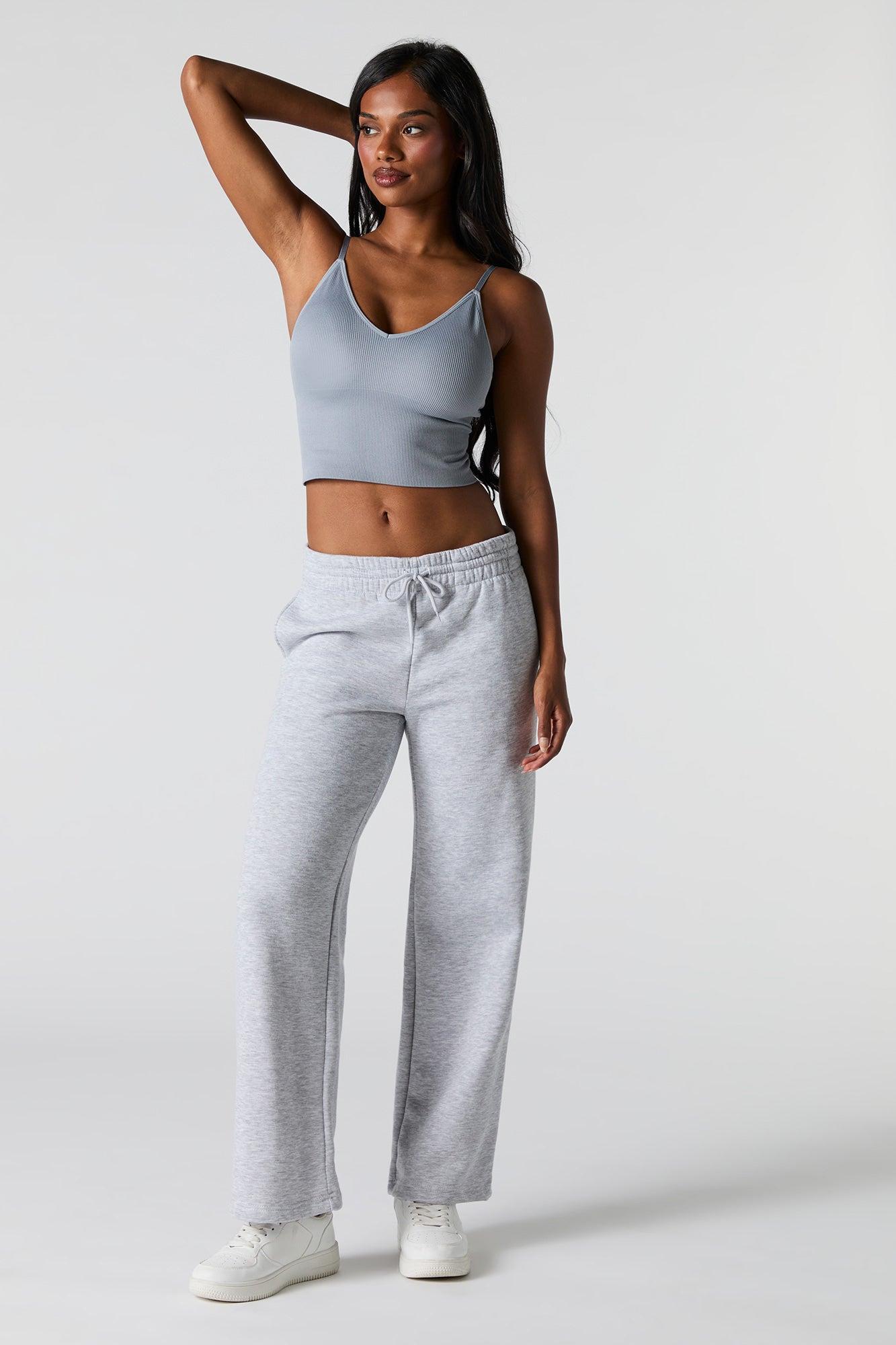 Seamless Ribbed V-Neck Cami with Built-In Bra Cups Female Product Image