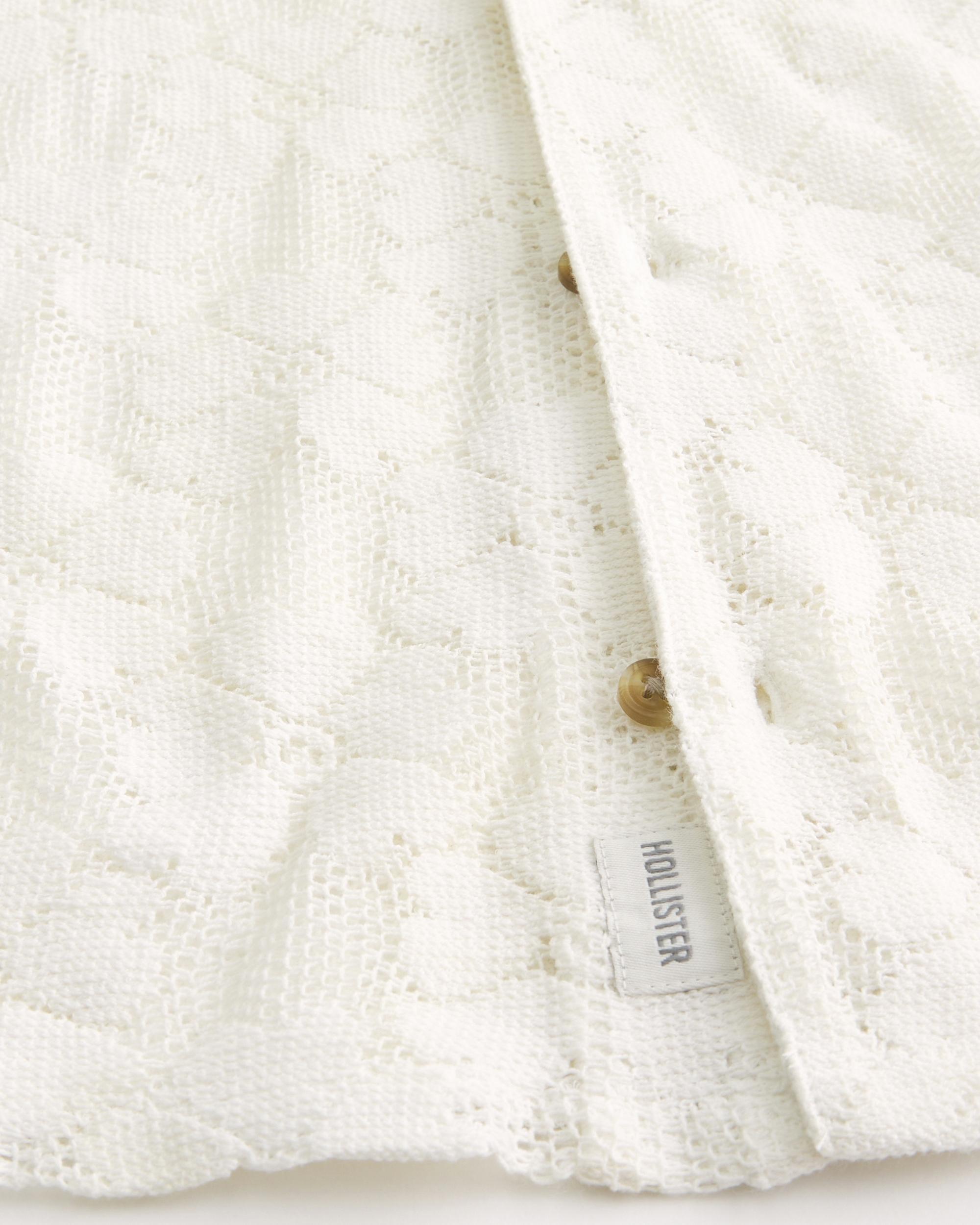 Short-Sleeve Crochet-Style Shirt Product Image
